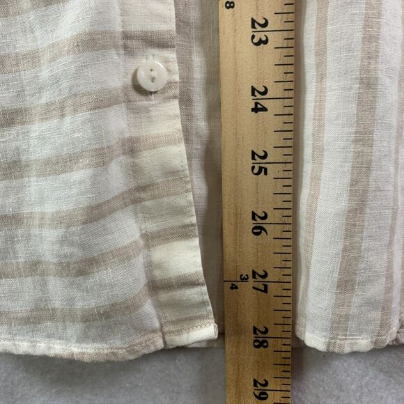 Chicos 100% Linen Womens Striped Button Top Sz 8/10P Coastal Travel Nautical - Picture 7 of 10